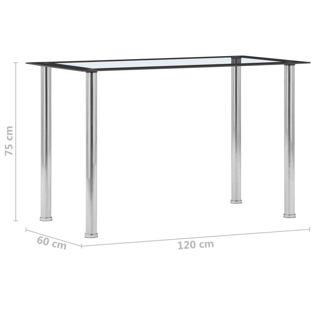 vidaXL Τραπεζαρία Μαύρη / Διαφανής 120 x 60 x 75 εκ. από Ψημένο Γυαλί