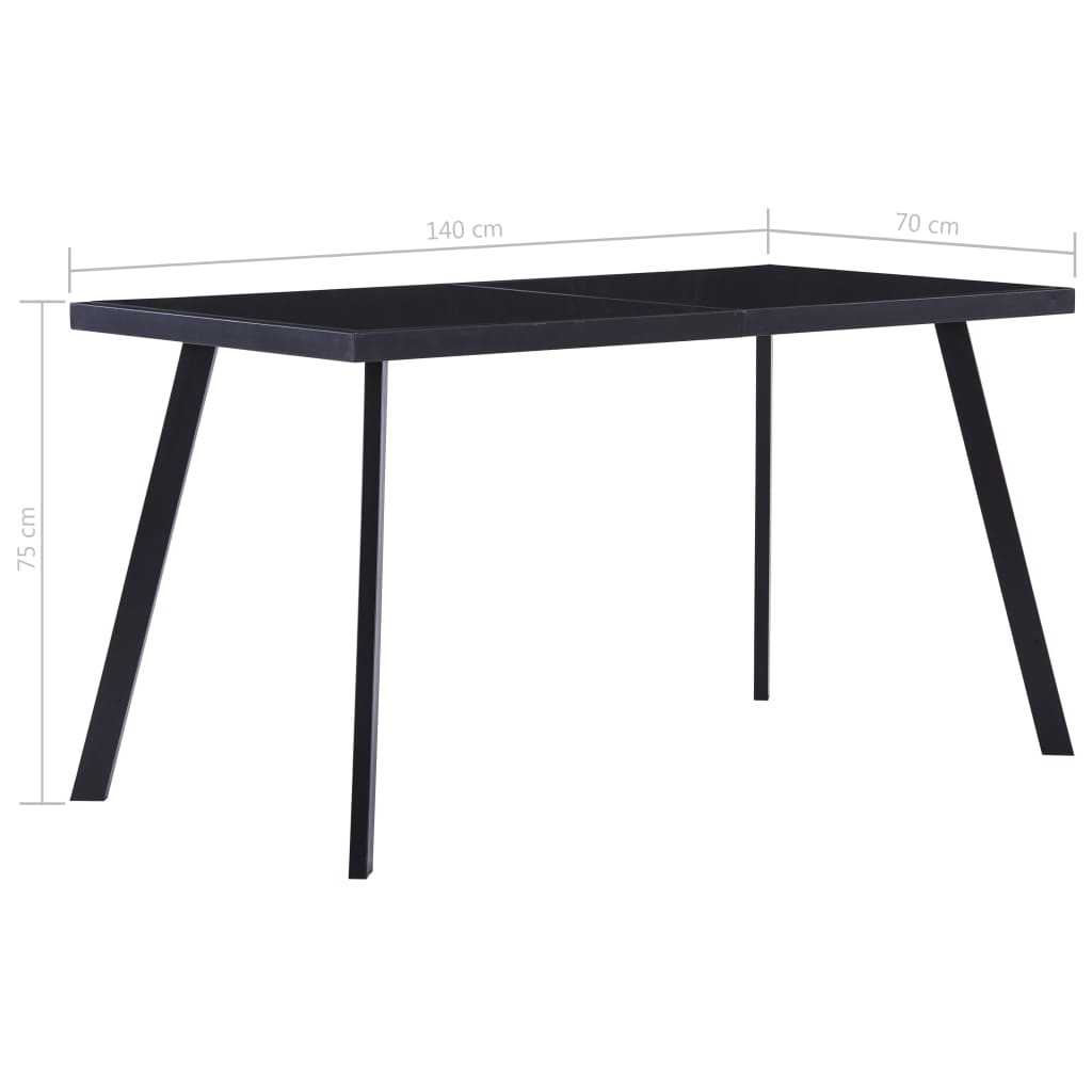 vidaXL Τραπεζαρία Μαύρη 140 x 70 x 75 εκ. από Ψημένο Γυαλί