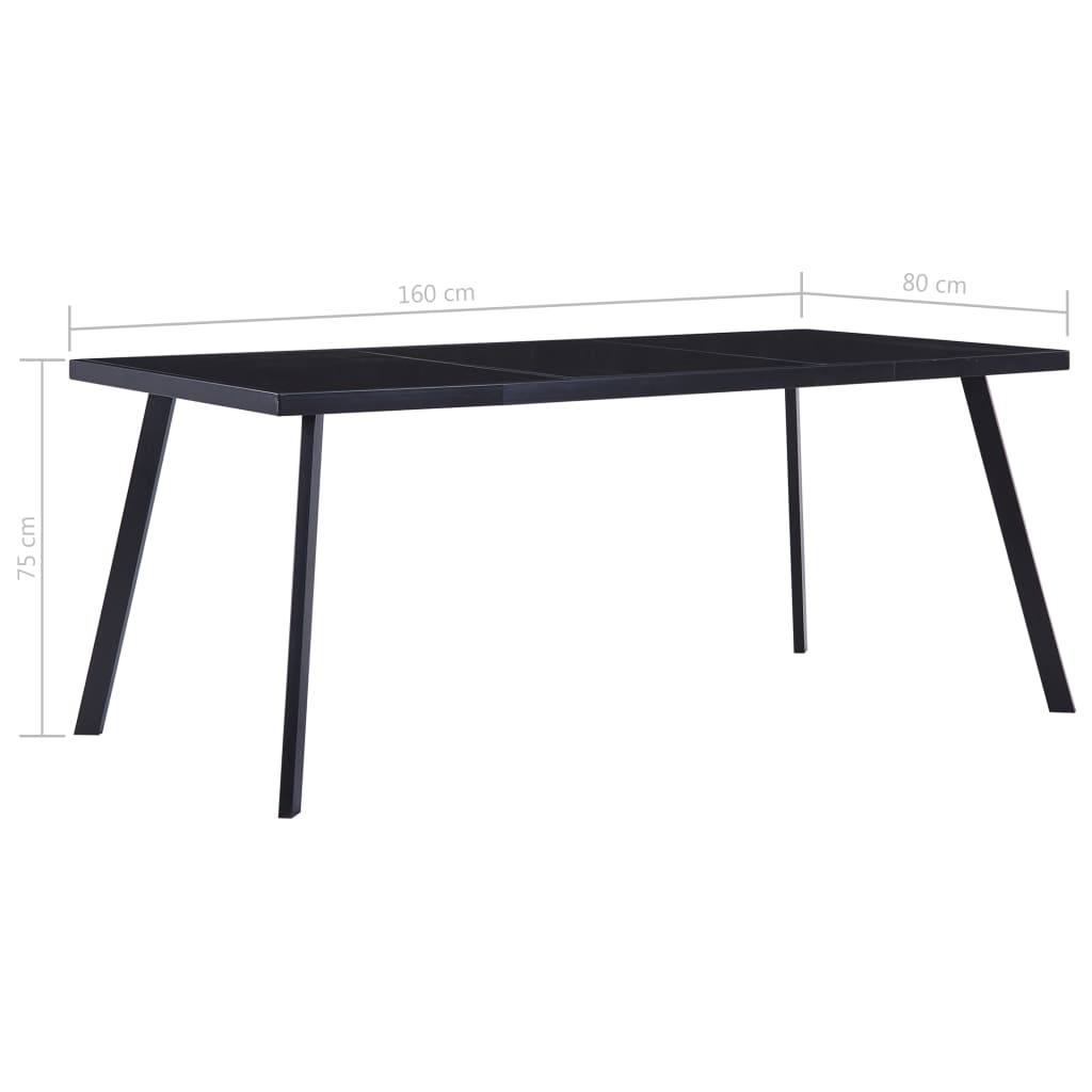 vidaXL Τραπεζαρία Μαύρη 160 x 80 x 75 εκ. από Ψημένο Γυαλί