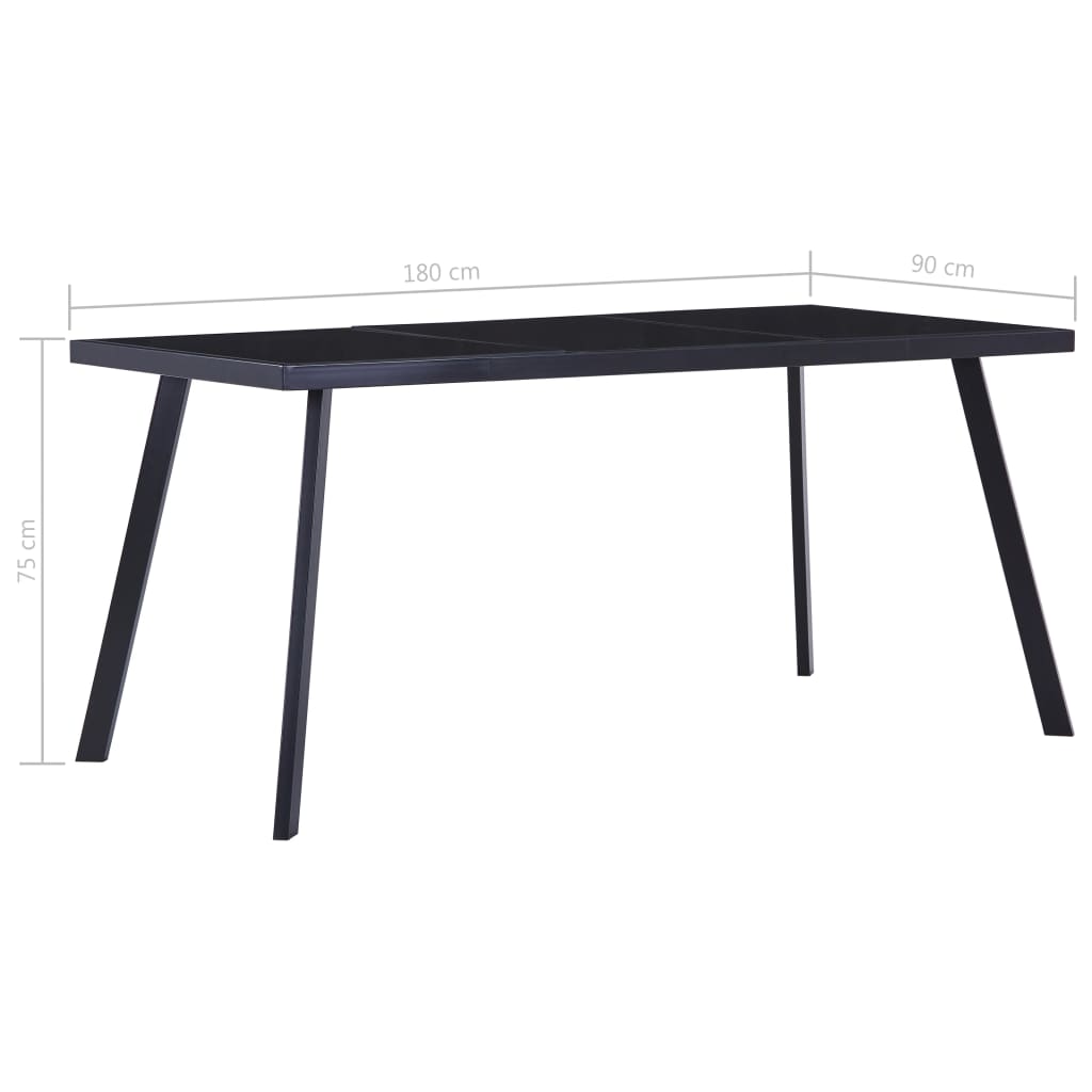 vidaXL Τραπεζαρία Μαύρη 180 x 90 x 75 εκ. από Ψημένο Γυαλί