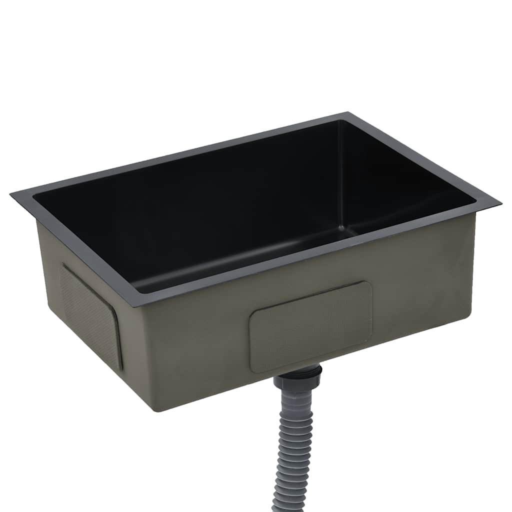 vidaXL Νεροχύτης Κουζίνας Χειροποίητος Μαύρος από Ανοξείδωτο Ατσάλι