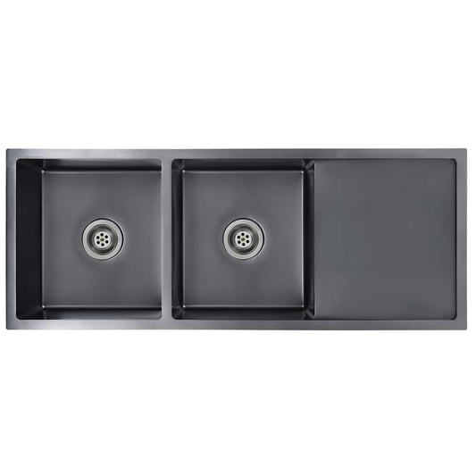 vidaXL Νεροχύτης Κουζίνας Χειροποίητος Μαύρος από Ανοξείδωτο Ατσάλι