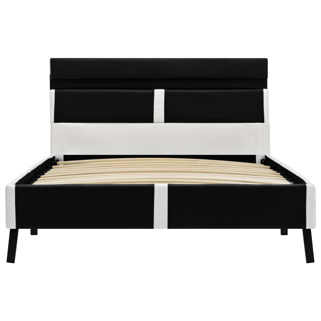 vidaXL Πλαίσιο Κρεβατιού με LED Μαύρο 90 x 200 εκ. Συνθετικό Δέρμα