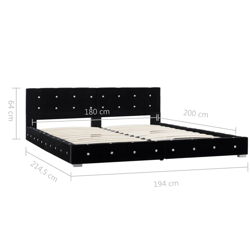 vidaXL Πλαίσιο Κρεβατιού Μαύρο 180 x 200 εκ. Βελούδινο