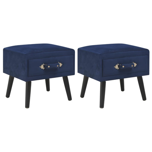 vidaXL Κομοδίνα 2 τεμ. Μπλε 40 x 35 x 40 εκ. Βελούδινα