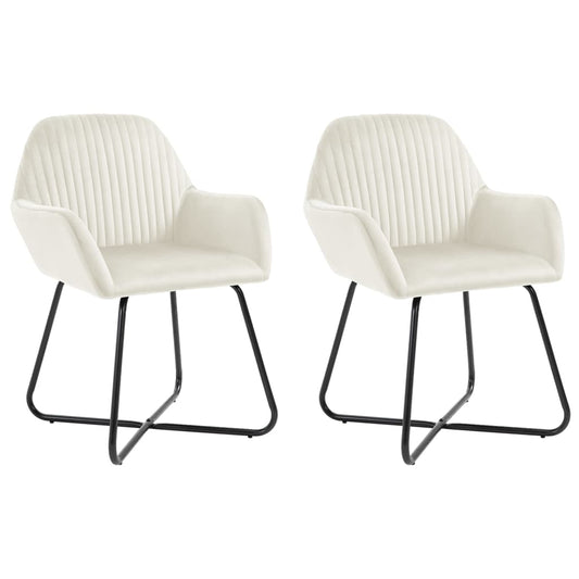 vidaXL Καρέκλες Τραπεζαρίας 2 τεμ. Κρεμ Βελούδινες