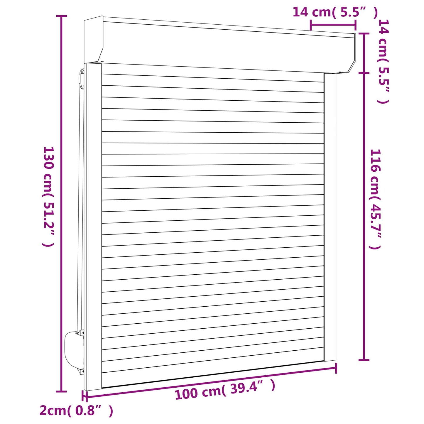 vidaXL Ρολό εισόδου Λευκός 100 x 130 cm Αλουμίνιο και Πολυουρεθάνη