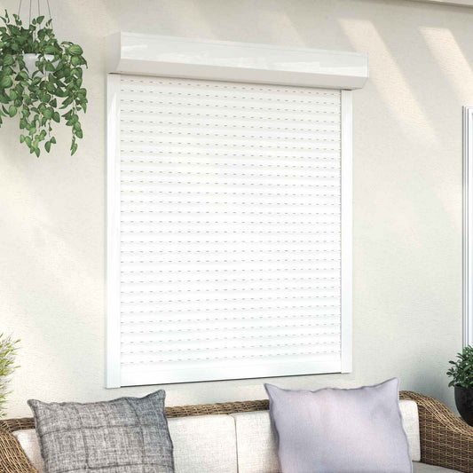 vidaXL Ρολό εισόδου Λευκός 110 x 130 cm Αλουμίνιο και Πολυουρεθάνη