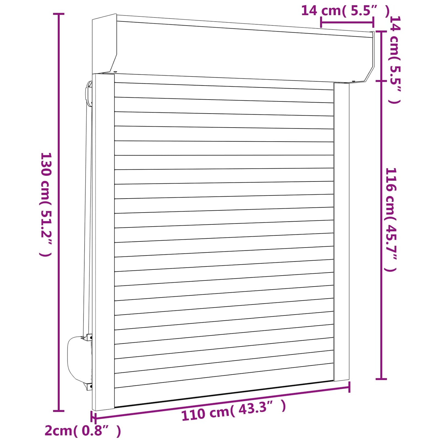 vidaXL Ρολό εισόδου Λευκός 110 x 130 cm Αλουμίνιο και Πολυουρεθάνη