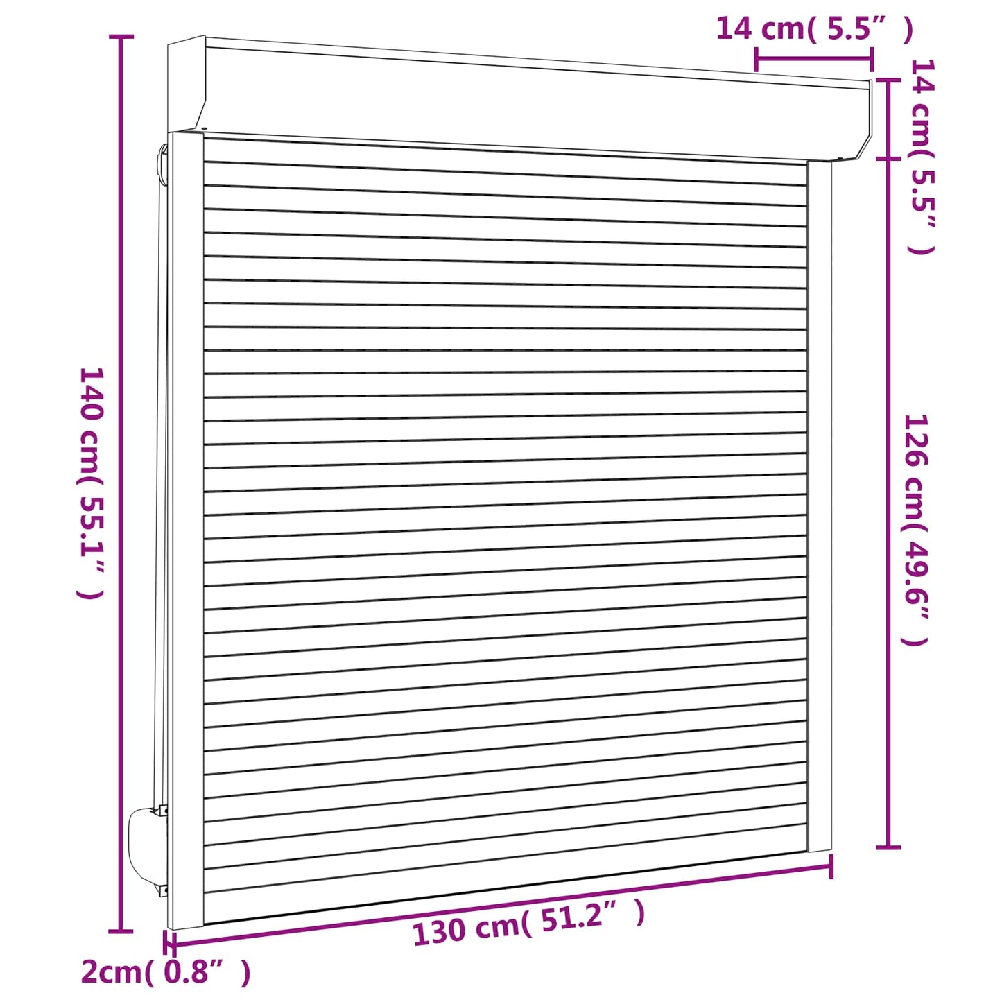 vidaXL Ρολό εισόδου Λευκός 130 x 140 cm Αλουμίνιο και Πολυουρεθάνη