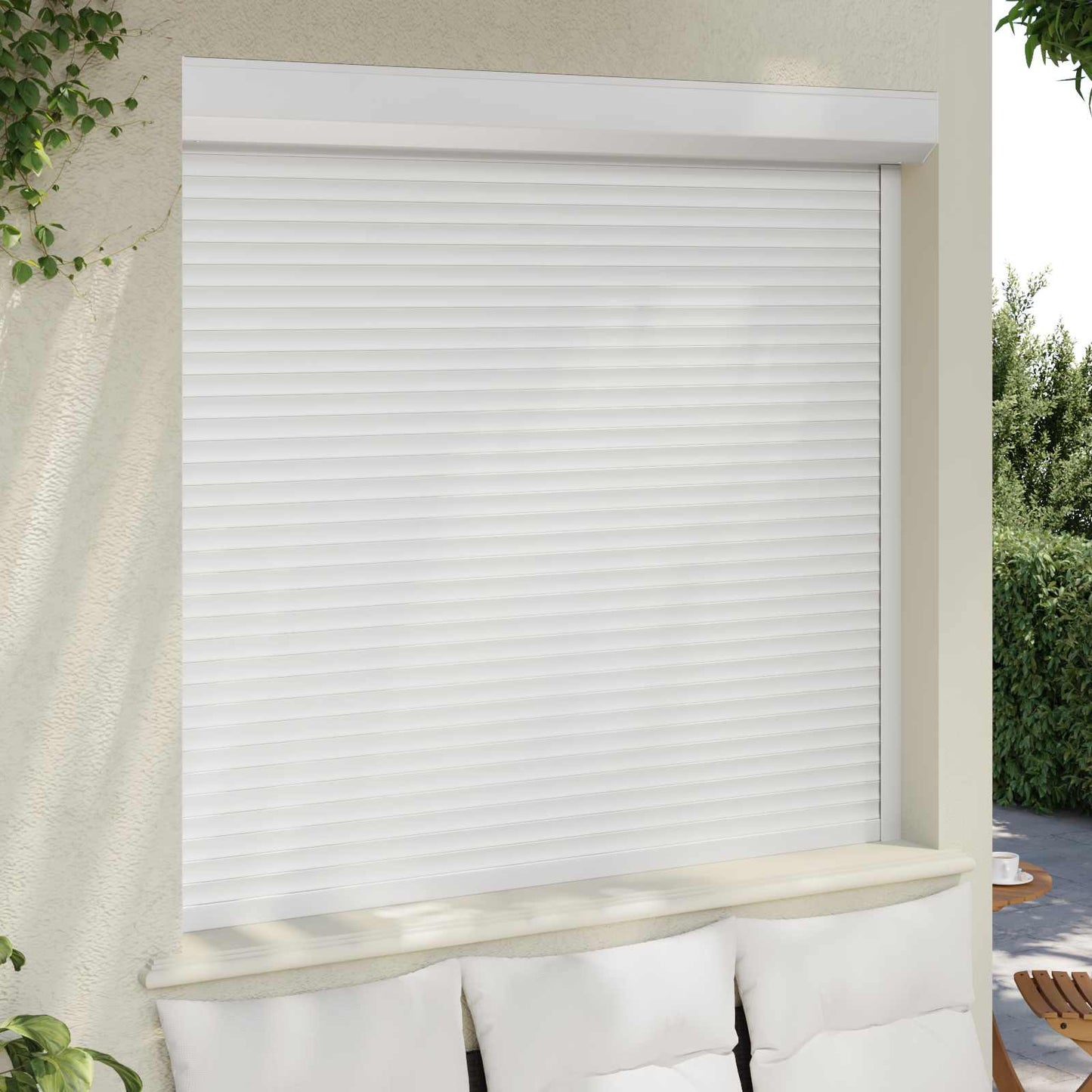 vidaXL Ρολό εισόδου Λευκός 160 x 150 cm Αλουμίνιο και Πολυουρεθάνη