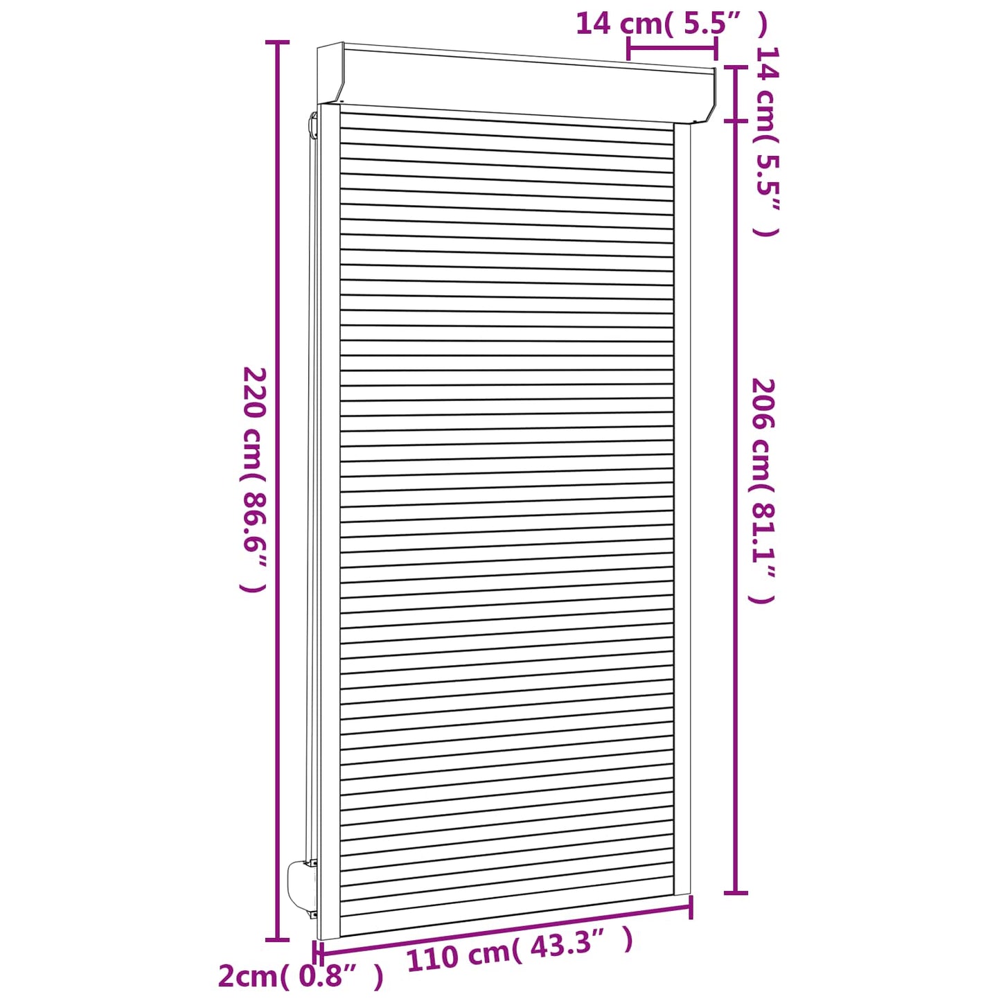 vidaXL Ρολό εισόδου Ανθρακί 110 x 220 cm Αλουμίνιο και Πολυουρεθάνη
