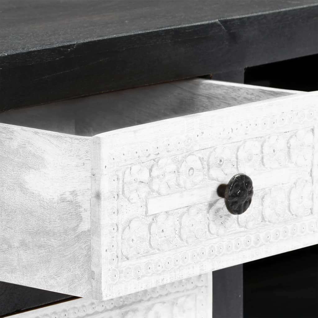 vidaXL Έπιπλο Τηλεόρασης Σκαλιστό Γκρι/Λευκό 120x30x40 εκ Μασίφ Μάνγκο