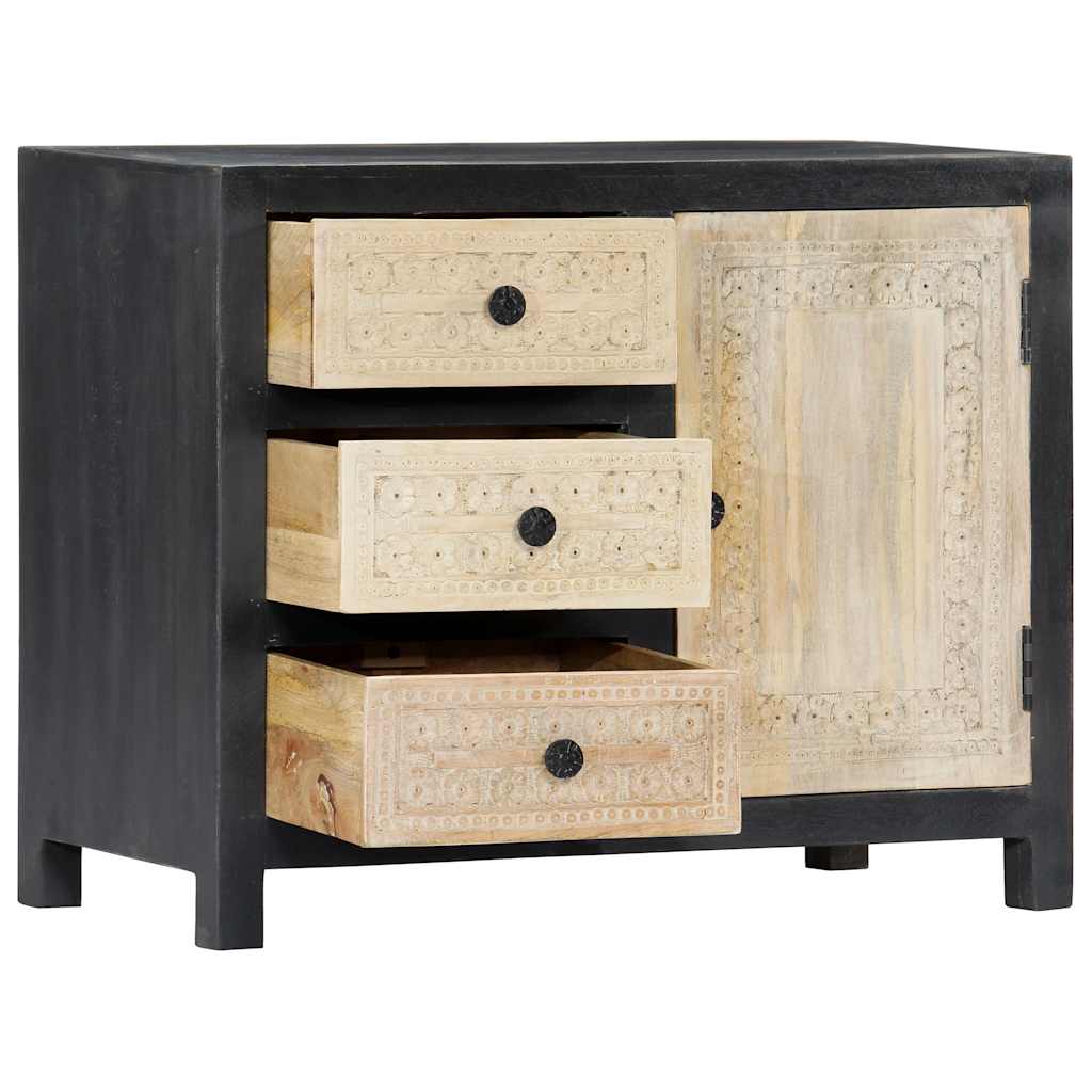 vidaXL Ντουλάπι με Σκάλισμα Γκρι 75x35x60 εκ. από Μασίφ Ξύλο Μάνγκο