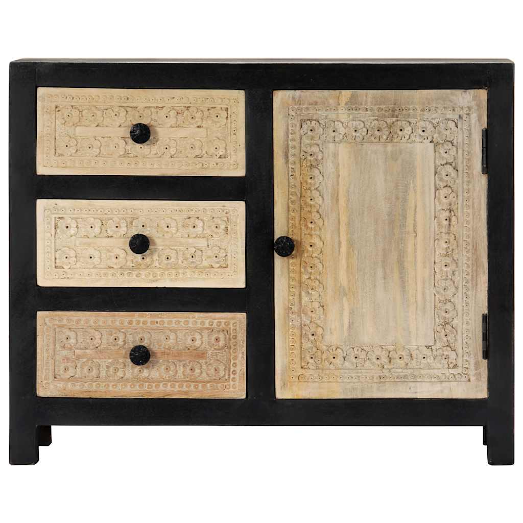 vidaXL Ντουλάπι με Σκάλισμα Γκρι 75x35x60 εκ. από Μασίφ Ξύλο Μάνγκο
