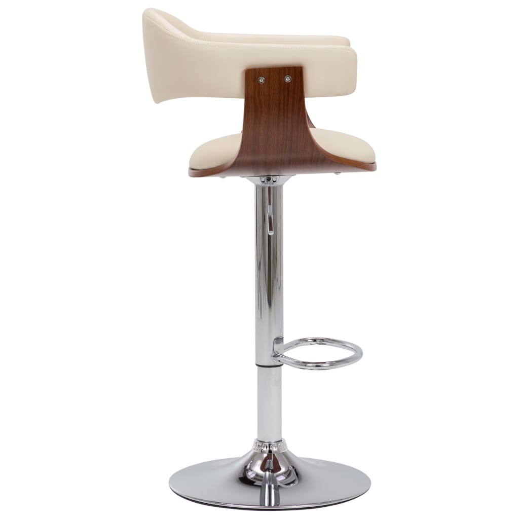 vidaXL Σκαμπό Μπαρ 2 τεμ. Κρεμ από Λυγισμένο Ξύλο και Συνθετικό Δέρμα