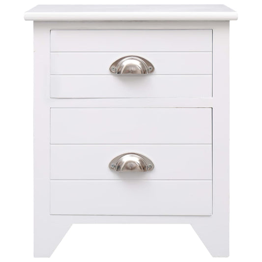 vidaXL Κομοδίνο Λευκό 38 x 28 x 45 εκ. από Ξύλο Παυλώνιας