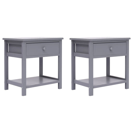 vidaXL Κομοδίνα 2 τεμ. Γκρι 40 x 29 x 42 εκ. από Ξύλο Παυλώνιας
