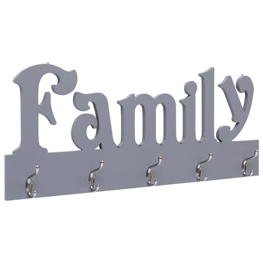 vidaXL Κρεμάστρα Τοίχου «FAMILY» Γκρι 74 x 29,5 εκ.