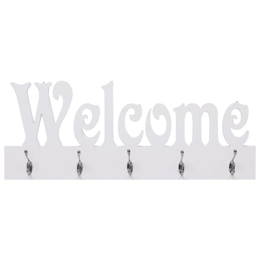 vidaXL Κρεμάστρα Τοίχου «WELCOME» Λευκή 74 x 29,5 εκ.