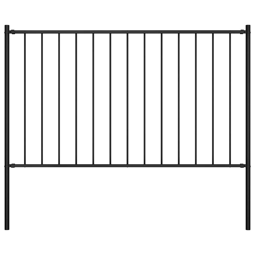 vidaXL Πάνελ Περίφραξης με Στύλους από Ατσάλι με Ηλεκτροστατική Βαφή 1,81x0,75 μ. Μαύρο