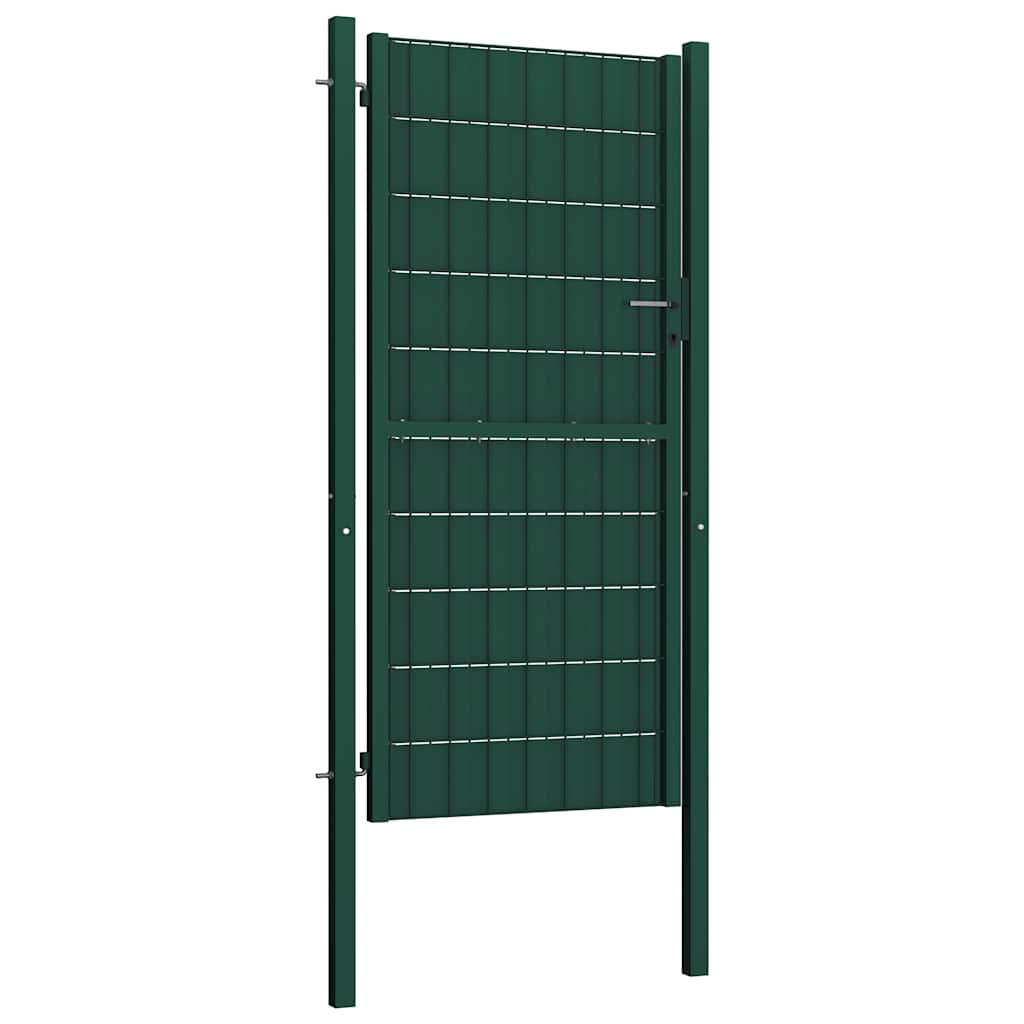 vidaXL Πόρτα Περίφραξης Πράσινη 100x124 εκ. από PVC και Ατσάλι