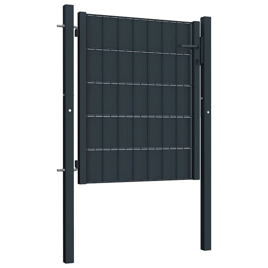 vidaXL Πόρτα Περίφραξης από PVC και Ατσάλι Ανθρακί 100x81 εκ.