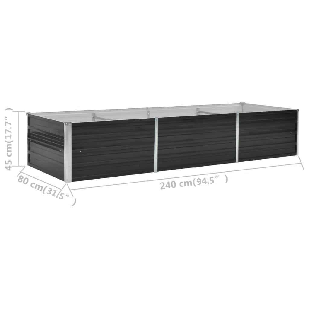 vidaXL Ζαρντινιέρα Υπερυψωμένη Ανθρακί 240x80x45 εκ. Γαλβαν. Χάλυβας