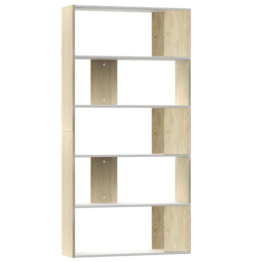 vidaXL Βιβλιοθήκη/Διαχωρισ. Λευκό/Sonoma Δρυς 80 x 24 x 159 εκ.