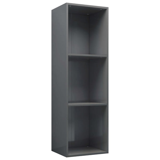 vidaXL Βιβλιοθήκη/Έπιπλο TV Γυαλιστερό Γκρι 36x30x114 εκ. Επεξ. Ξύλο