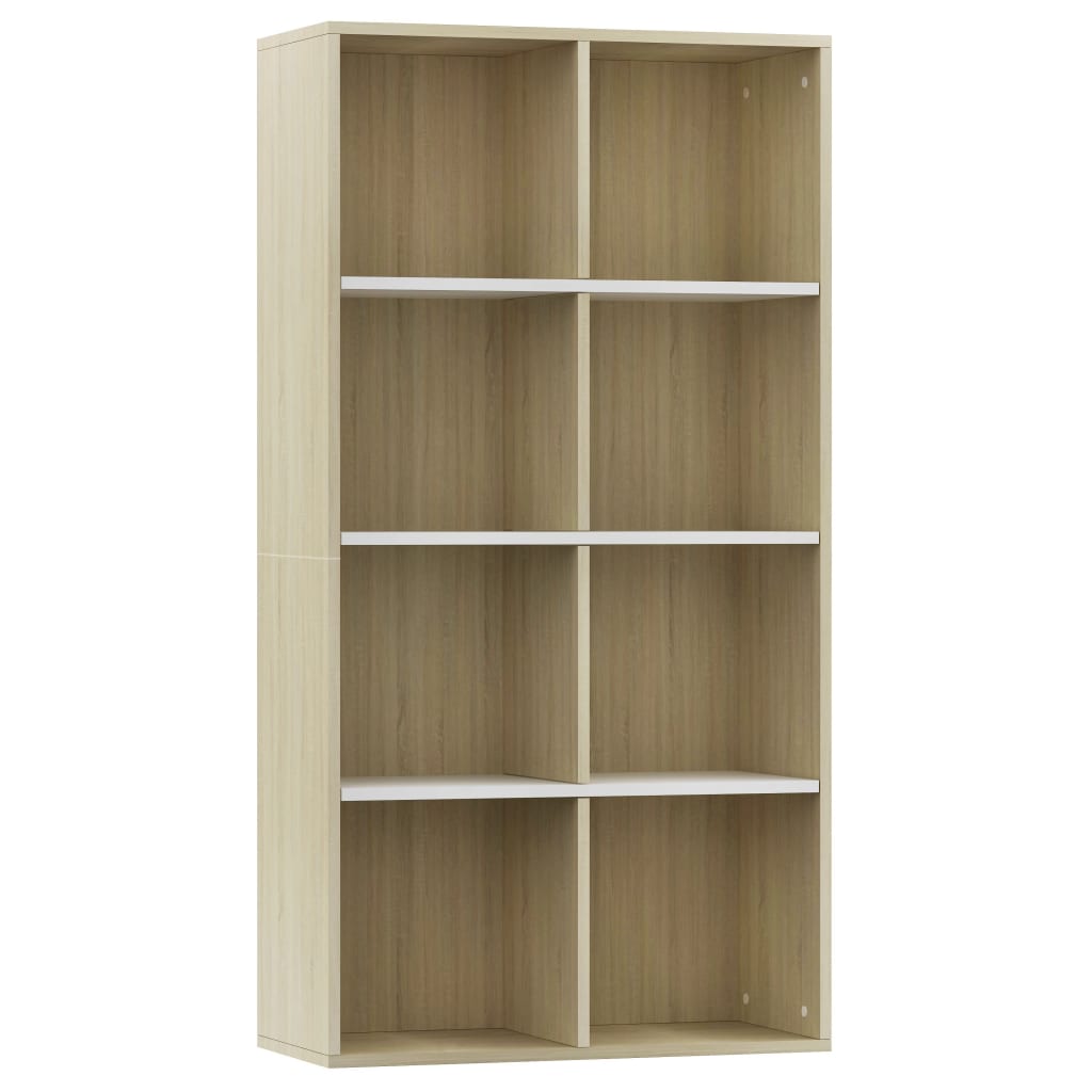 vidaXL Ραφιέρα/Βιβλιοθήκη Λευκή/Sonoma 66x30x130 εκ. από Μοριοσανίδα