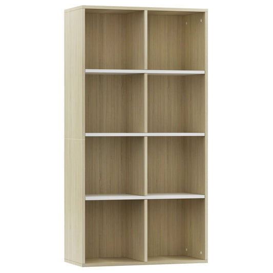 vidaXL Ραφιέρα/Βιβλιοθήκη Λευκή/Sonoma 66x30x130 εκ. από Μοριοσανίδα