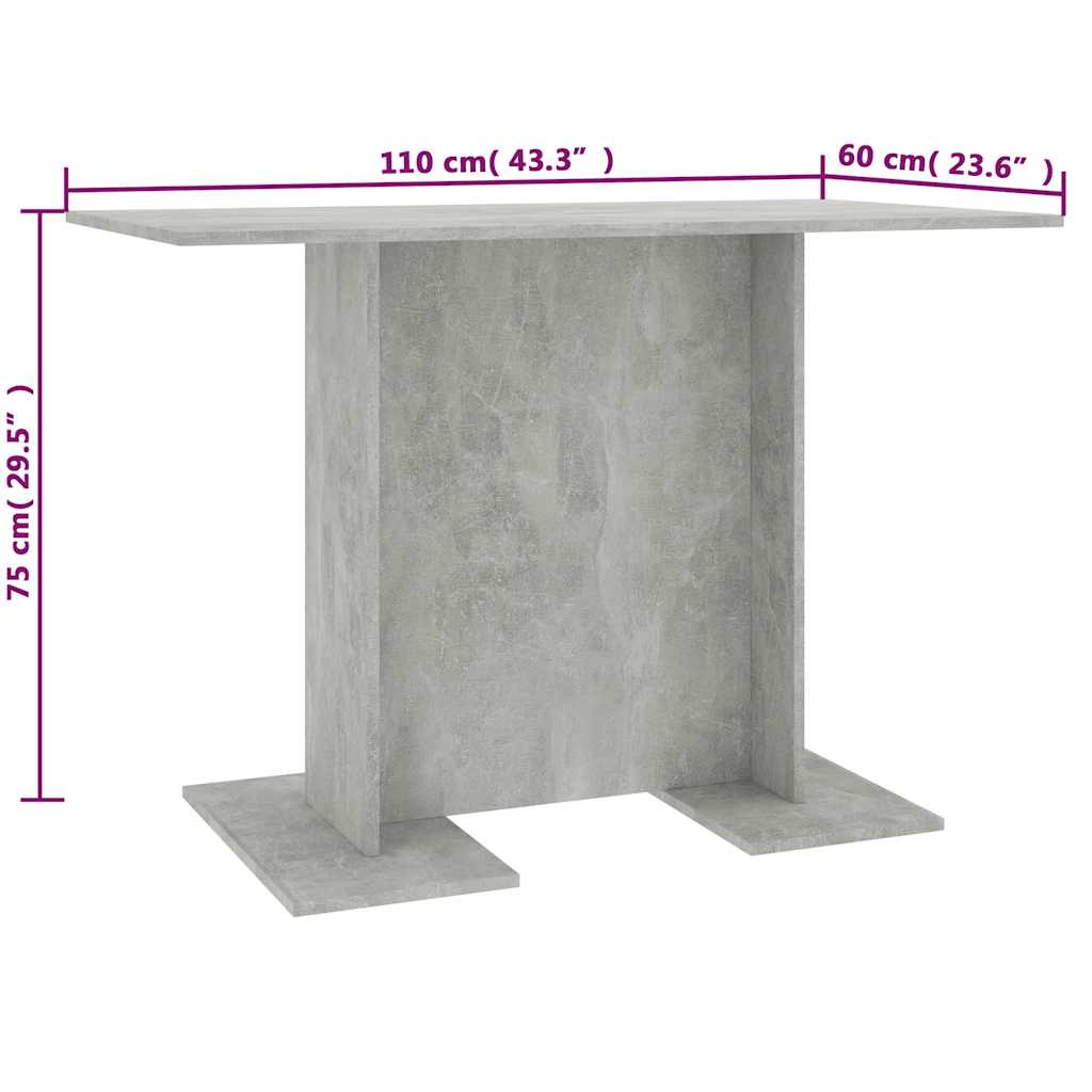 vidaXL Τραπεζαρία Γκρι του Σκυροδέματος 110x60x75 εκ. από Επεξ. Ξύλο
