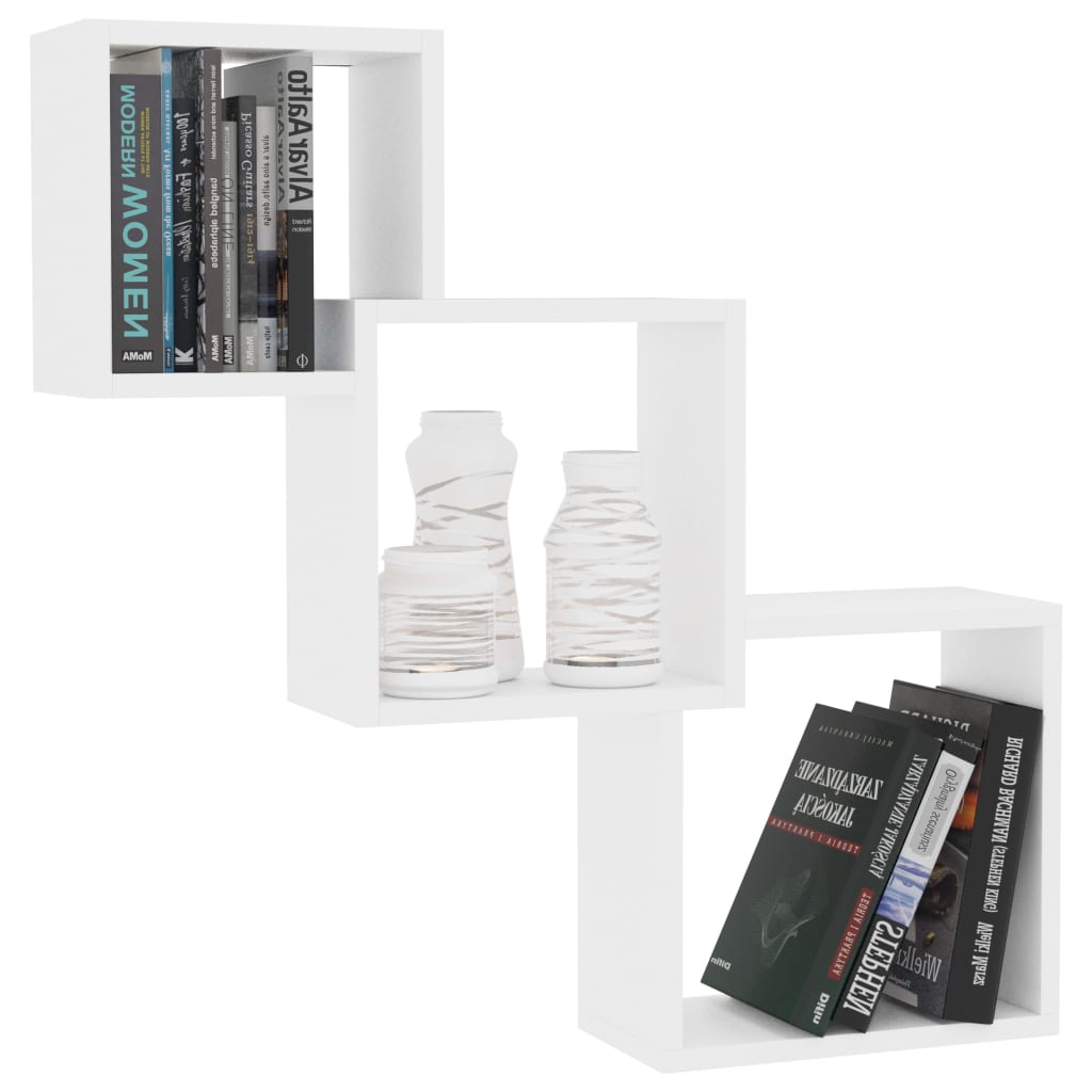 vidaXL Ράφια Κύβοι Τοίχου Λευκά 68x15x68 εκ. από Επεξεργασμένο Ξύλο