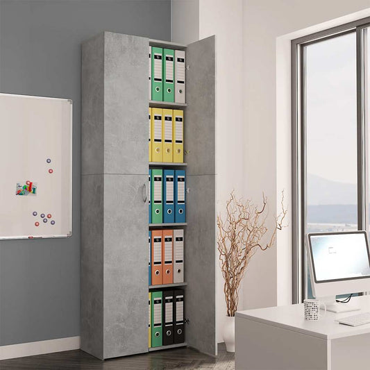vidaXL Ντουλάπα Γραφείου Γκρι Σκυροδέματος 60x32x190 εκ. Επεξ. Ξύλο