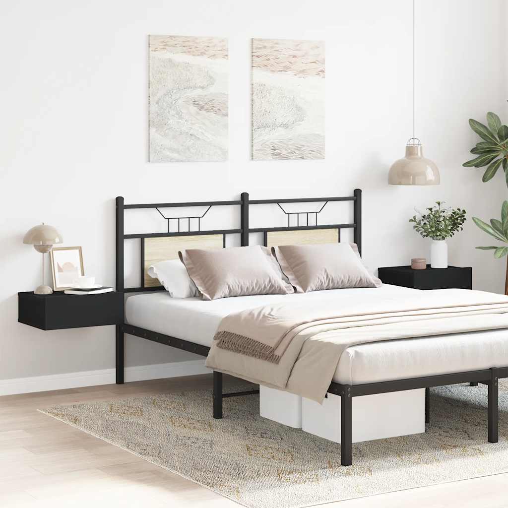 vidaXL Κομοδίνα Κρεμαστά 2 τεμ. Μαύρα 40x30x15 εκ. από Επεξ. Ξύλο