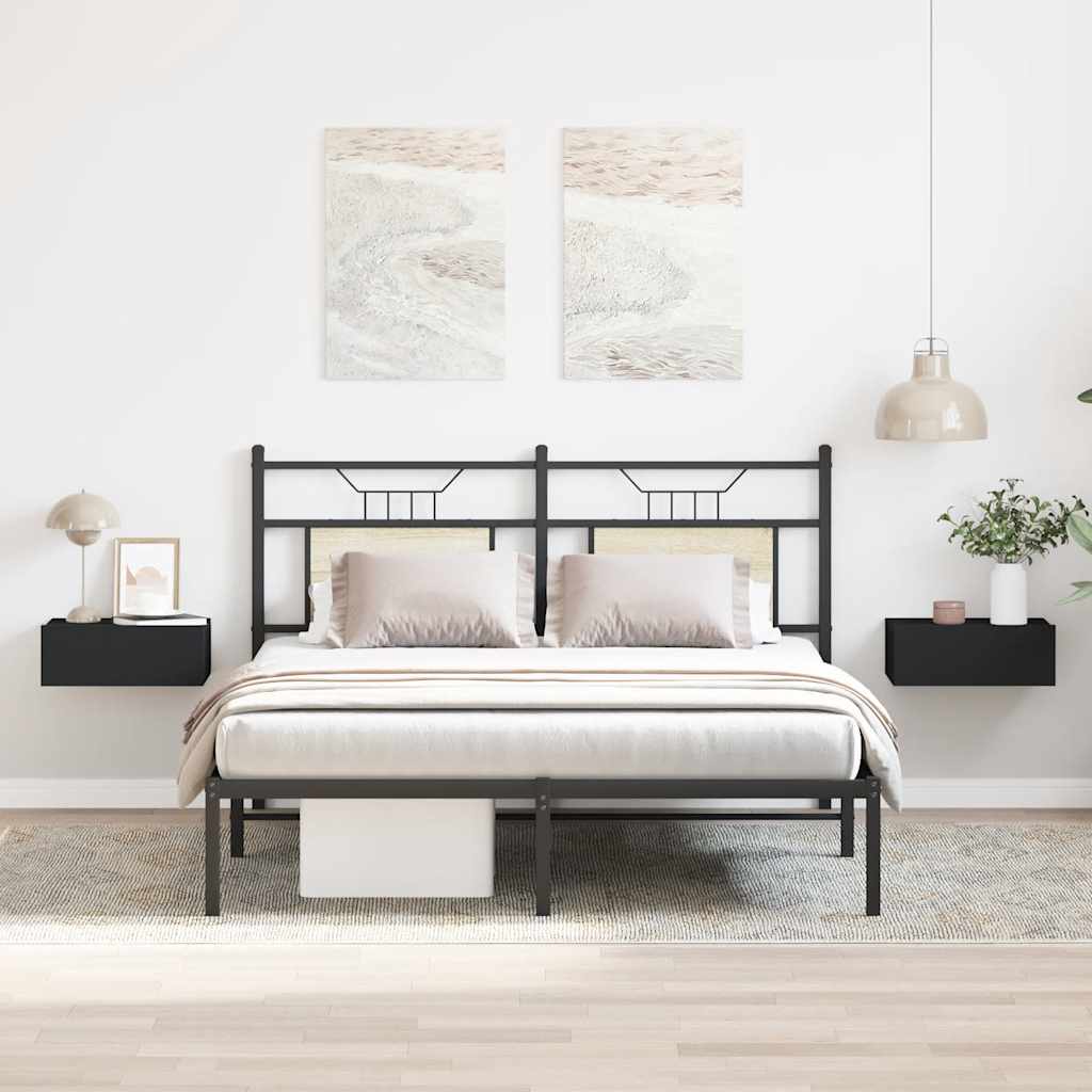 vidaXL Κομοδίνα Κρεμαστά 2 τεμ. Μαύρα 40x30x15 εκ. από Επεξ. Ξύλο