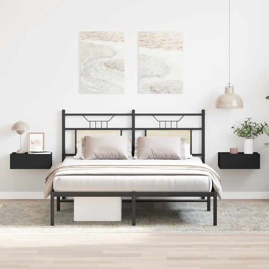 vidaXL Κομοδίνα Κρεμαστά 2 τεμ. Μαύρα 40x30x15 εκ. από Επεξ. Ξύλο