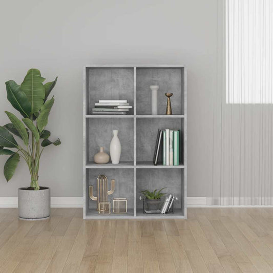 vidaXL Ραφιέρα/Βιβλιοθήκη Γκρι Σκυροδέματος 66x30x98 εκ. Επεξ. Ξύλο
