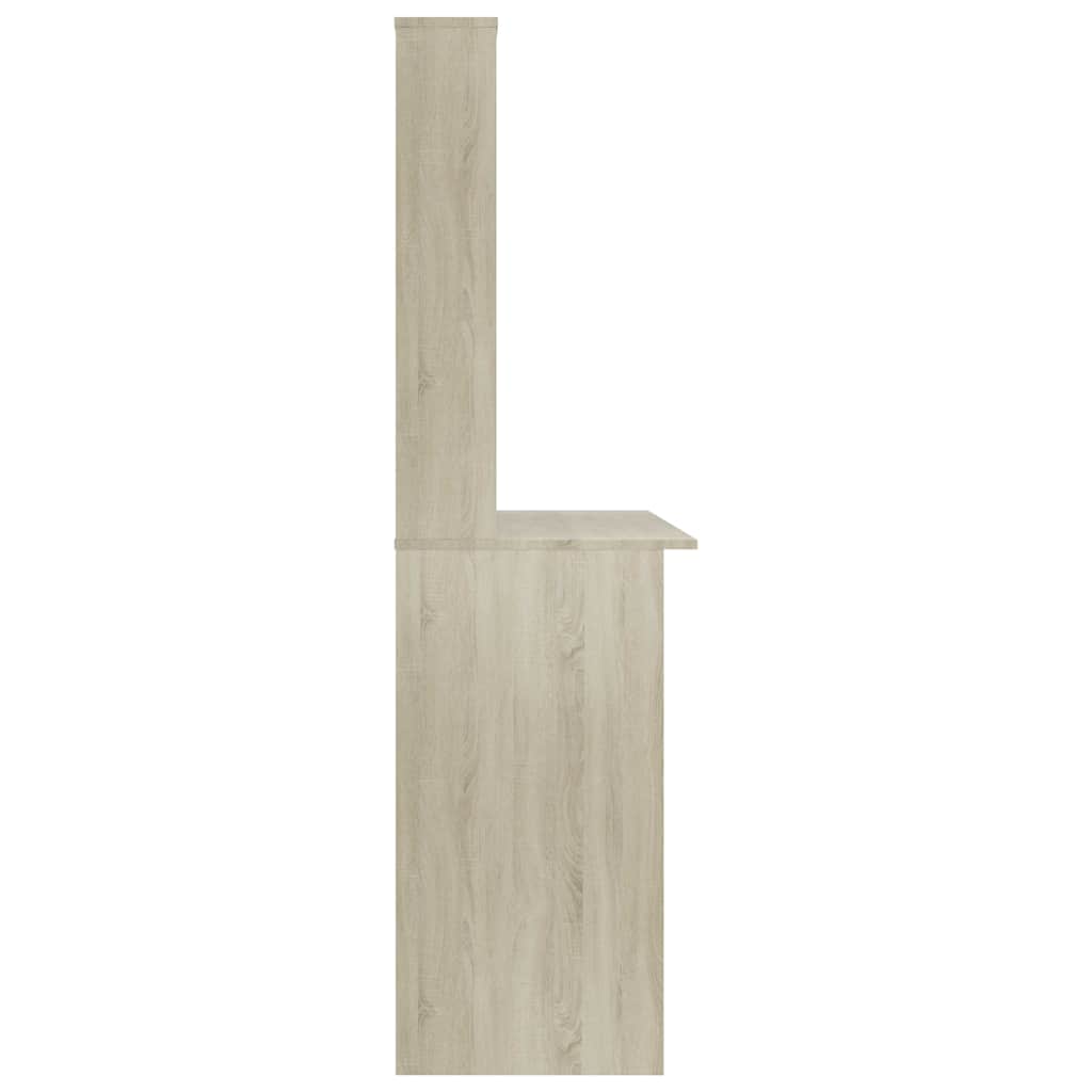 vidaXL Γραφείο με Ράφια Sonoma Δρυς 110x45x157 εκ. από Μοριοσανίδα