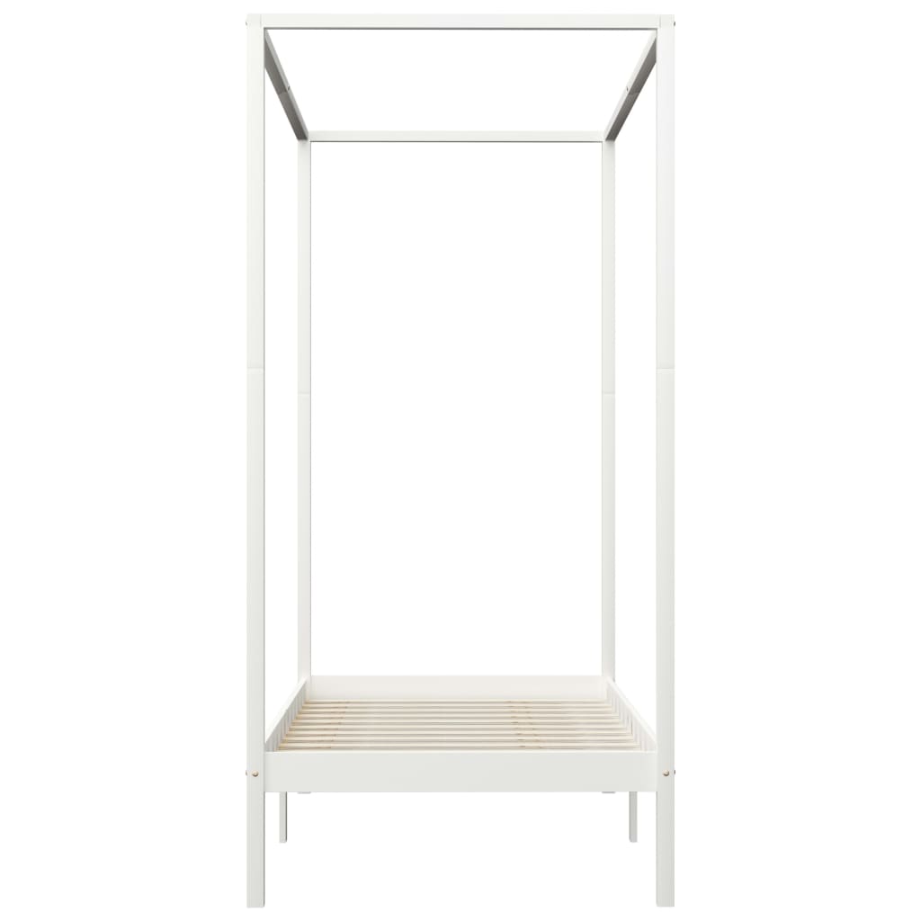 vidaXL Πλαίσιο Κρεβατιού με Ουρανό Λευκό 100x200 εκ. Μασίφ Ξύλο Πεύκου