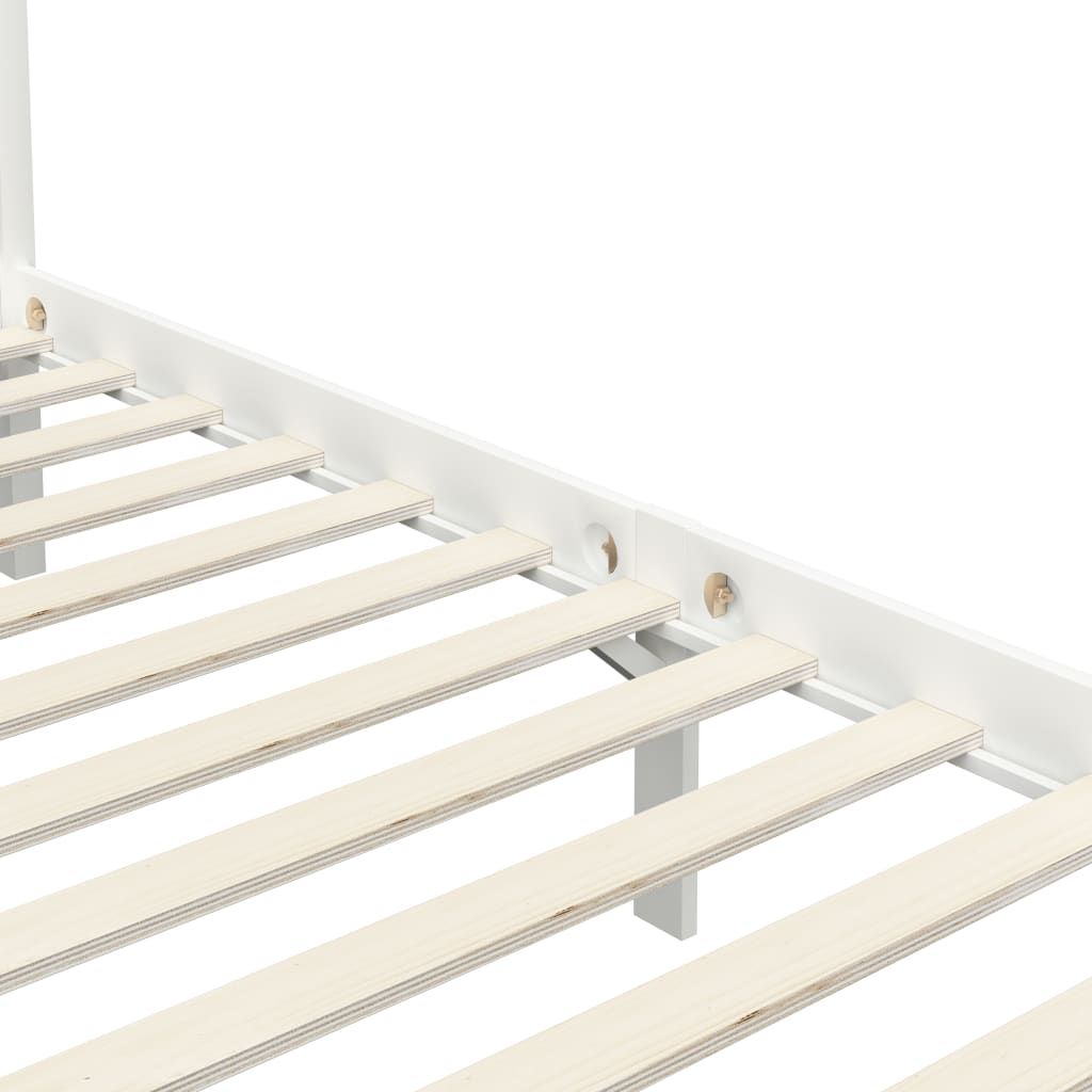 vidaXL Πλαίσιο Κρεβατιού με Ουρανό Λευκό 100x200 εκ. Μασίφ Ξύλο Πεύκου