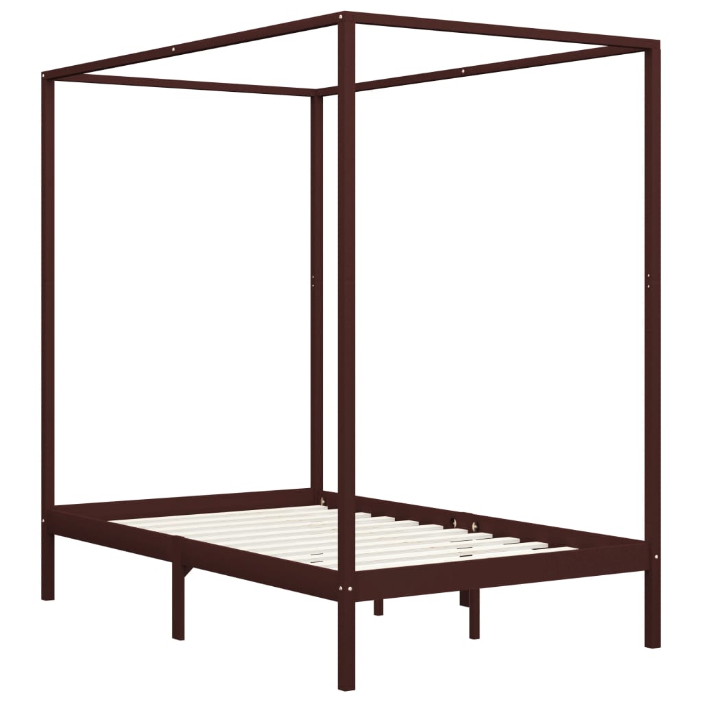 vidaXL Πλαίσιο Κρεβατιού με Ουρανό Σκούρο Καφέ 120x200 εκ. Μασίφ Πεύκο