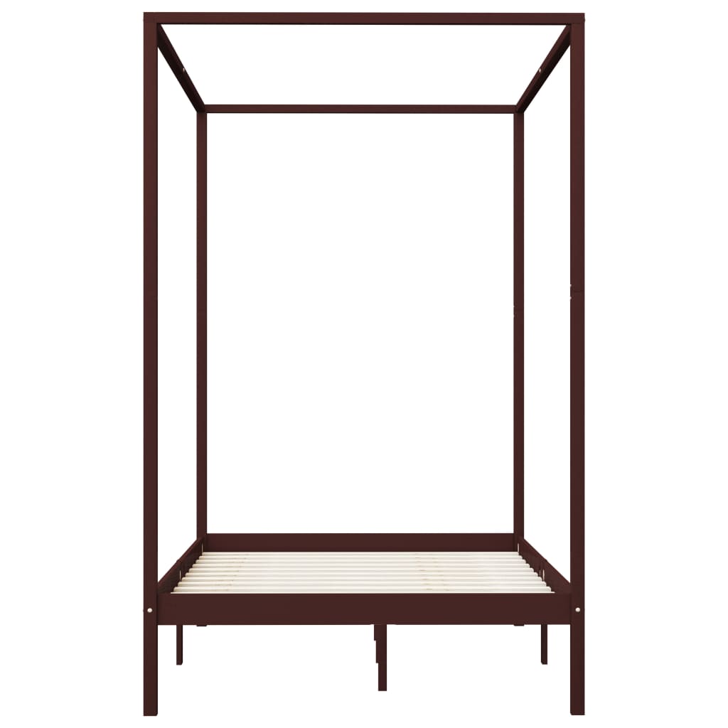 vidaXL Πλαίσιο Κρεβατιού με Ουρανό Σκούρο Καφέ 120x200 εκ. Μασίφ Πεύκο
