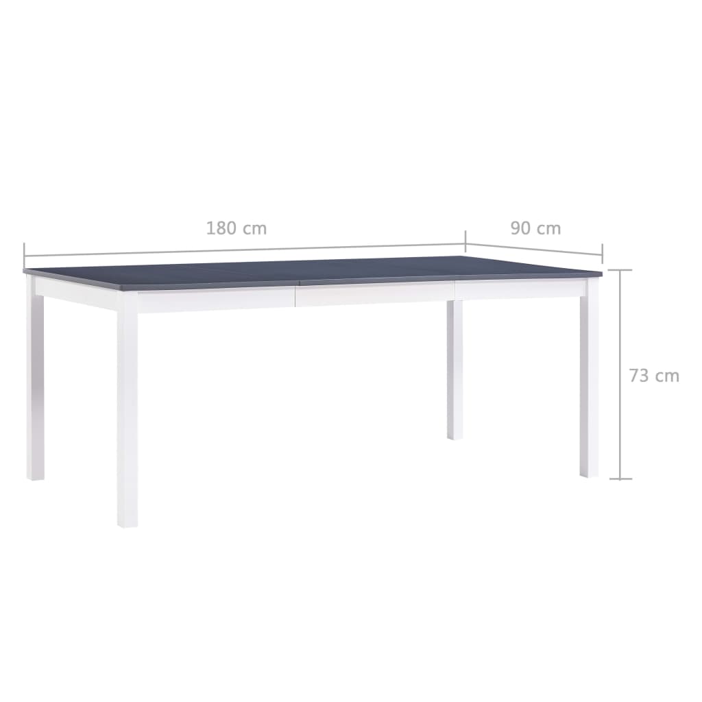 vidaXL Τραπεζαρία Λευκή / Γκρι 180 x 90 x 73 εκ. από Ξύλο Πεύκου