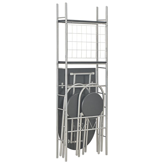 vidaXL Σετ Τραπεζαρίας Πτυσσόμενο με Ραφιέρα 3 τεμ. Μαύρο MDF & Ατσάλι