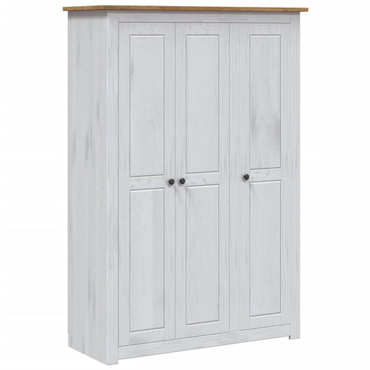vidaXL Ντουλάπα Τρίφυλλη Λευκή 118x50x171,5εκ Ξύλο Πεύκου Σειρά Panama