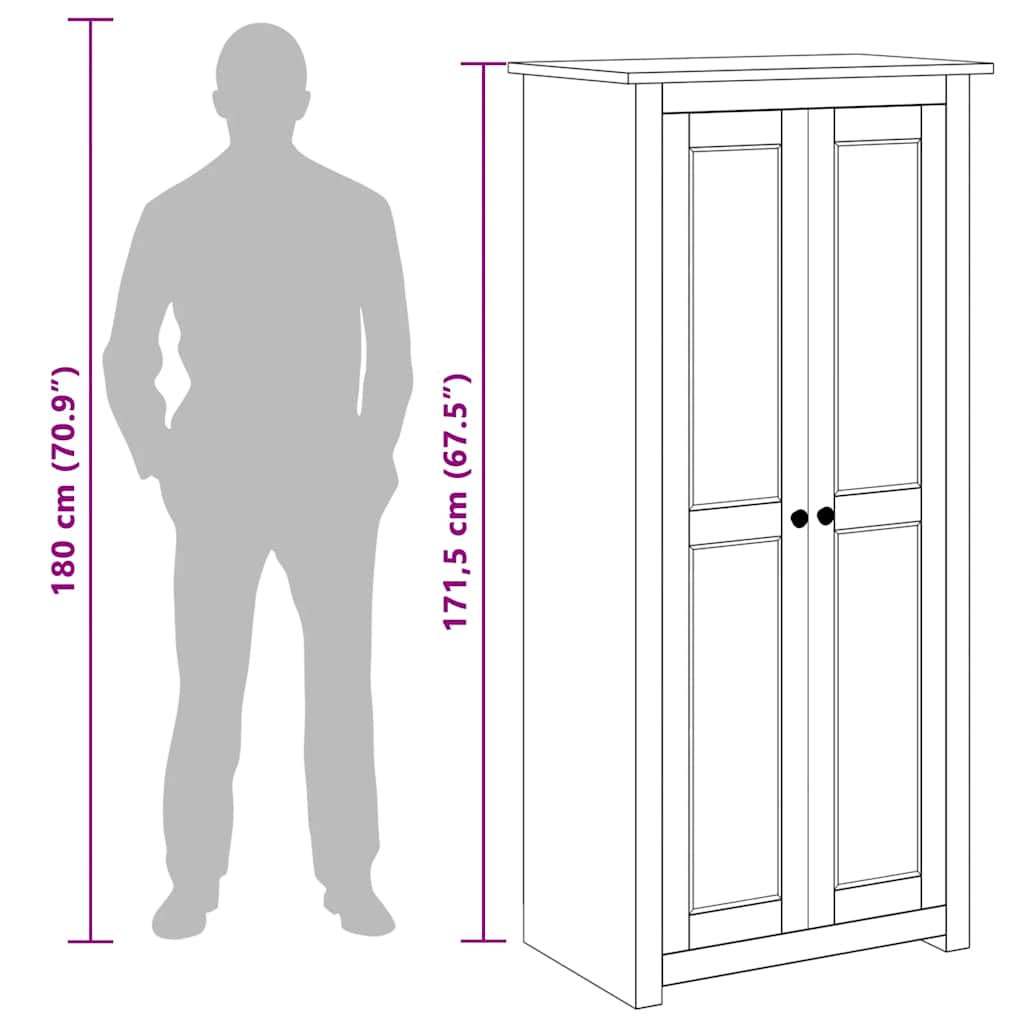 vidaXL Ντουλάπα 80 x 50 x 171,5 εκ. από Μασίφ Ξύλο Πεύκου Σειρά Panama