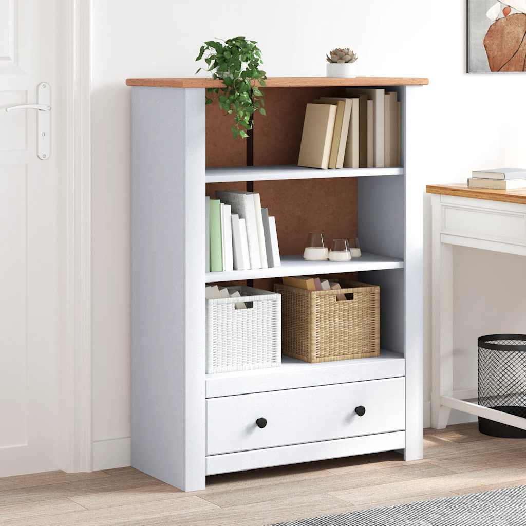 vidaXL Βιβλιοθήκη Λευκή 80x35x110 εκ. Μασίφ Ξύλο Πεύκου Σειρά Panama