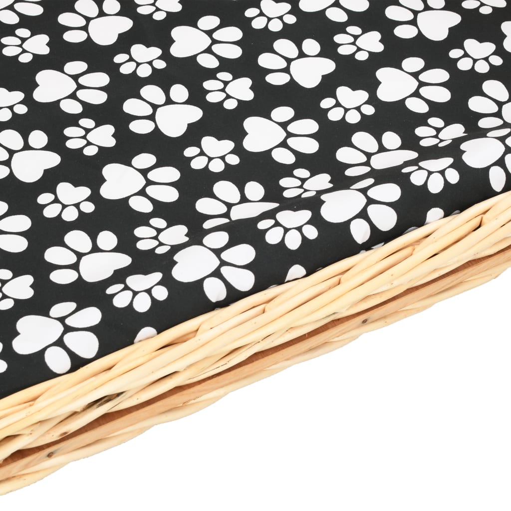 vidaXL Καλάθι Σκύλου με Μαξιλάρι 90x54x35 εκ. από Φυσικό Ξύλο Ιτιάς